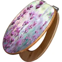 Banjado Design WC Sitz Bambus Absenkautomatik -Lavendel 2 - Toilettendeckel mit Absenkautomatik Holz/hochwertiger Bambus Klodeckel/WC-Sitz für alle gängigen Toiletten [TDB2 12780]