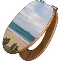 Banjado Design WC Sitz Bambus Absenkautomatik -Zum Strand - Toilettendeckel mit Absenkautomatik Holz/hochwertiger Bambus Klodeckel/WC-Sitz für alle gängigen Toiletten [TDB2 11848]