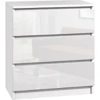 Roe furniture Bella 3 Kommode, Weiß Hochglanz, 60 cm, 3 Schubladen