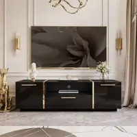 Lookway TV-Schrank ONYX Hochglanz 158 cm schwarz mit Griffen