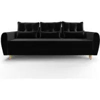 Roe furniture Schlafsofa Palermo, Schwarz, 230 x 89 cm, mit Bettkasten