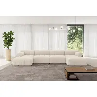 ALTDECOR Modulares Sofa Ecksofa in U-Form - Tesso-U2 - 380x160x70 cm Beige Corner modular Sofa Eckcouch Couch Wohnlandschaft Cauchsofa Polstersofa