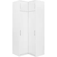 Krudox BAL Eckschrank Weiß 108,5x200x57,5 cm Kleiderschrank Ecke mit 2 Kleiderstangen Schlafzimmer