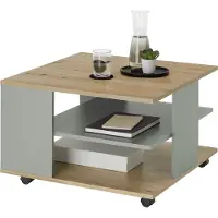 Preisbrecher Couchtisch >Fay< 4 Rollen, Artisan Eiche Nachbildung, Salbei - 70x44x70 (BxHxT)