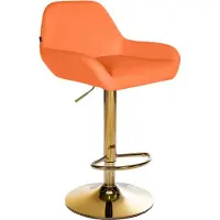 BellaFurn Barhocker aus Kunstleder – Stilvoller Sitz – Stufenlos verstellbar mit goldfarbenem Sockel | Farbe: Orange