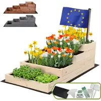 MODO24 Hochbeet Holz, Pflanzkasten, Massivholz, Kiefer, Kräuterbeet, Blumenkasten, Garten, Terrasse, 36x60x120 cm, Natur, ZP07