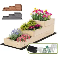 MODO24 Hochbeet Holz, Pflanzkasten, Massivholz, Kiefer, Kräuterbeet, Blumenkasten, Garten, Terrasse, 27x30x93 cm, Natur, ZP07