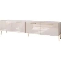 Lookway TV-Schrank AURA 200 KASCHMIR Hochglanz auf geraden goldenen Füßen mit LED-Beleuchtung
