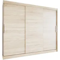EasyFurniture Easy4You L2 250 cm Sonoma Schiebetüren Kleiderschrank 250x215x58 cm Schlafzimmermöbel, Aufbewahrung - Mehrzweckschrank - Farbe: Sonoma