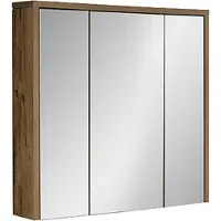 DMK Deutsches Milchkontor Badezimmerschrank mit Spiegel 80 cm, 3 Türen, Eiche Huton