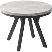 WFL GROUP Designer Runder Ausziehbarer Esstisch - Loft-Stil, Industriell, Platzsparend - Schwarze Beine - 100 bis 200cm - für 5-10 Personen - Hergestellt in EU - Beton Grau - 200 cm