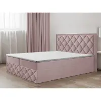 EURO-MEBLE Bett, Boxspringbett DORMI 3, mit Bonell-Matraze, T25 Topper, Federkern, Doppelbett, Stauraum, 200x200 cm, (Rosa - ITAKA 38)