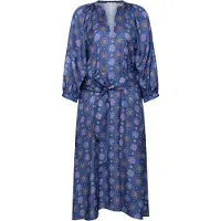 Seidensticker Blusenkleid , Damen, Gr. S (36), Normalgrößen, 3/4 Arm, blau, 100% Viskose, bedruckt, regular fit, V-Ausschnitt, Kleider Blusenkleid, 3/4 V-Neck Druck