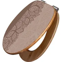 Banjado Design WC Sitz Bambus Absenkautomatik -Muster Blätter - Toilettendeckel mit Absenkautomatik Holz/hochwertiger Bambus Klodeckel/WC-Sitz für alle gängigen Toiletten [TDB2 10341]