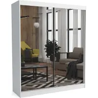 EURO-MEBLE Moderner Kleiderschrank mit Schiebetüren und Spiegel DIDI 180 cm (WEISS)