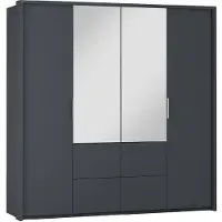 EURO-MEBLE Kleiderschrank WIEDEN , Drehtürenschrank Schrank Schubladen , ( GRAPHIT )
