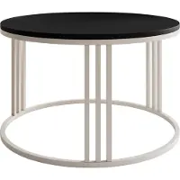 Lookway Runder Couchtisch LORI MAT auf kaschmirfarbenem Gestell, Schwarz matt