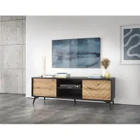 Sonstiges TV-Schrank ZIAREL 154 cm breit, Sideboard mit 2Türen, (Schwarz/ Eiche)