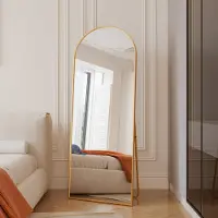 Moonbite Ganzkörper-Bogenspiegel, 165 x 60 cm, Wand- und Standspiegel, für Wohnzimmer, Gold