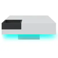 SOFTWEARY Couchtisch mit abnehmbarer Aufbewahrungsbox und LED-Beleuchtung, Sofatisch, Kaffeetisch, Wohnzimmertisch