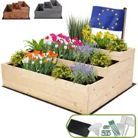 MODO24 Hochbeet Holz, Pflanzkasten, Massivholz, Kiefer, Kräuterbeet, Blumenkasten, Garten, Terrasse, 45x117x93 cm, Natur, ZP07
