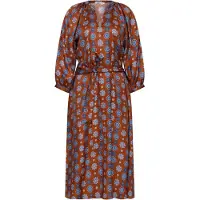 Seidensticker Blusenkleid , Damen, Gr. XS (34), Normalgrößen, 3/4 Arm, braun (curry), 100% Viskose, bedruckt, regular fit, V-Ausschnitt, Kleider Blusenkleid, 3/4 V-Neck Druck