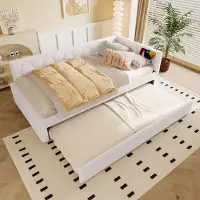 SOFTWEARY Schlafsofa mit Bettfunktion, Gästebett und Lattenrost 90x200 cm, Polsterbett, Einzelbett, Vlies
