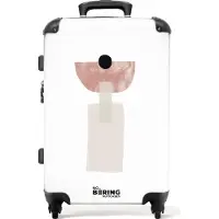 NoBoringSuitcases.com Großer Koffer - Abstrakt - Rosa - Formen - Weiß - Kombinationsschloss TSA - Hartschalen Trolley 4 Rollen - 72 liter - Reisekoffer - 66 cmKoffer Mittelgroß 67x43x25 cm, 72L,