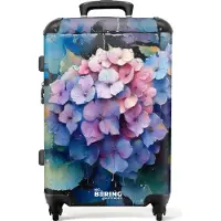 NoBoringSuitcases.com Großer Koffer - Hortensienblüten im Graffiti-Stil - Kombinationsschloss TSA - Hartschalen Trolley 4 Rollen - 72 liter - Reisekoffer - 66 cmKoffer Mittelgroß 67x43x25 cm, 72L,