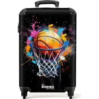NoBoringSuitcases.com Hartschalen Handgepäck Koffer 55x35x20 cm, 36L, Graffiti Sport: Basketball, Reisekoffer mit 4 Rollen
