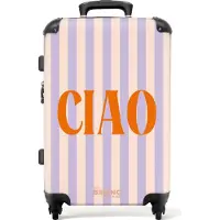 NoBoringSuitcases.com Großer Koffer - Das Zitat "ciao" in Pastellfarben - Kombinationsschloss TSA - Hartschalen Trolley 4 Rollen - 72 liter - Reisekoffer - 66 cmKoffer Mittelgroß 67x43x25 cm, 72L,