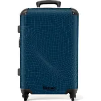 NoBoringSuitcases.com Hartschalen Koffer Mittelgroß 67x43x25 cm, 72L, Abstrakte Drucke für Männer: Blau mit gewellten abstrakten Linien, Reisekoffer mit 4 Rollen