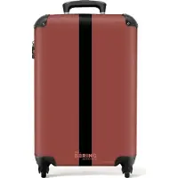 NoBoringSuitcases.com Hartschalen Handgepäck Koffer 55x35x20 cm, 36L, Einfarbig mit Streifen: Rot mit schwarzem Streifen, Reisekoffer mit 4 Rollen