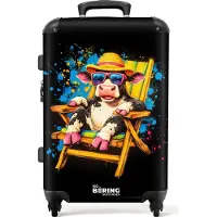 NoBoringSuitcases.com Großer Koffer - Lustige Sommerkuh Illustration - Kombinationsschloss TSA - Hartschalen Trolley 4 Rollen - 72 liter - Reisekoffer - 66 cmKoffer Mittelgroß 67x43x25 cm, 72L,