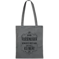 Eric Helmar Müller Urban Backwoods Ich Bin Fliesenleger, Stofftasche, Farbe: Grau