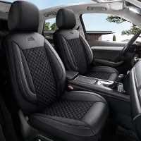 Auto Interieur Meester Autositzebezüge für Hyundai Tucson JM passgenau| Set mit 2 Stück | Fahrer + Beifahrersitz AIS Serie | Schwarz mit schwarzen Nähten