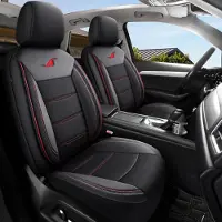 Auto Interieur Meester Autositzebezüge für Kia Soul 1 | Set mit 2 | AIE Serie | Schwarz mit roten Nähten