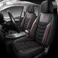 Auto Interieur Meester Autositzebezüge für Hyundai Tucson JM | Komplettes Set | AID Serie | Schwarz mit roten Nähten