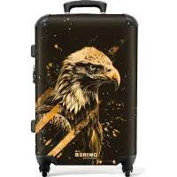 NoBoringSuitcases.com Hartschalen Koffer Mittelgroß 67x43x25 cm, 72L, Verschiedene Drucke für Männer: Schwarz mit Goldadler, Reisekoffer mit 4 Rollen