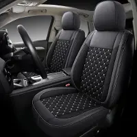Auto Interieur Meester Autositzebezüge für Nissan Pulsar | Set mit 2 | Hochwertiges Kunstleder (Skai) | CLS900 Serie | Zwart met wiite stiknaden