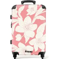 NoBoringSuitcases.com Großer Koffer - Rosa mit weißen Blüten - Kombinationsschloss TSA - Hartschalen Trolley 4 Rollen - 72 liter - Reisekoffer - 66 cmKoffer Mittelgroß 67x43x25 cm, 72L,