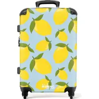 NoBoringSuitcases.com Großer Koffer - Pastellblau mit Zitronen - Kombinationsschloss TSA - Hartschalen Trolley 4 Rollen - 72 liter - Reisekoffer - 66 cmKoffer Mittelgroß 67x43x25 cm, 72L,