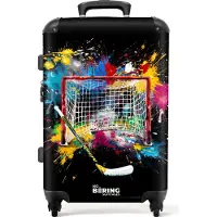 NoBoringSuitcases.com Hartschalen Koffer Mittelgroß 67x43x25 cm, 72L, Graffiti Sport: Eishockey-Tor, Reisekoffer mit 4 Rollen