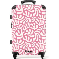 NoBoringSuitcases.com Großer Koffer - Rosa mit weißem Korallenmuster - Kombinationsschloss TSA - Hartschalen Trolley 4 Rollen - 72 liter - Reisekoffer - 66 cmKoffer Mittelgroß 67x43x25 cm, 72L,