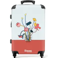 NoBoringSuitcases.com Großer Koffer - Blumen - Pflanzen - Abstrakt - Vase - Kombinationsschloss TSA - Hartschalen Trolley 4 Rollen - 72 liter - Reisekoffer - 66 cmKoffer Mittelgroß 67x43x25 cm, 72L,