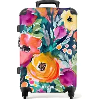 NoBoringSuitcases.com Großer Koffer - Blumen - Ölfarbe - Kunst - Natur - Kombinationsschloss TSA - Hartschalen Trolley 4 Rollen - 72 liter - Reisekoffer - 66 cmKoffer Mittelgroß 67x43x25 cm, 72L,