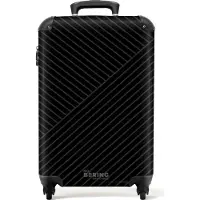 NoBoringSuitcases.com Hartschalen Handgepäck Koffer 55x35x20 cm, 36L, Abstrakte Drucke für Männer: Schwarz mit abstrakten Linien, Reisekoffer mit 4 Rollen