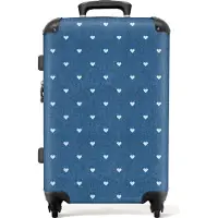 NoBoringSuitcases.com Großer Koffer - Herzen - Muster - Blau - Weiß - Kombinationsschloss TSA - Hartschalen Trolley 4 Rollen - 72 liter - Reisekoffer - 66 cmKoffer Mittelgroß 67x43x25 cm, 72L,