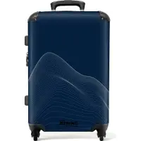 NoBoringSuitcases.com Hartschalen Koffer Mittelgroß 67x43x25 cm, 72L, Abstrakte Drucke für Männer: Blau mit abstrakten Wellenlinien, Reisekoffer mit 4 Rollen