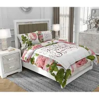 SOVIO Bettwäsche 160x200 cm + 2x70x80 cm, 3-teilig, 100% Baumwolle, Satin, Reißverschluss, Blumen, Bunt - | So.9062